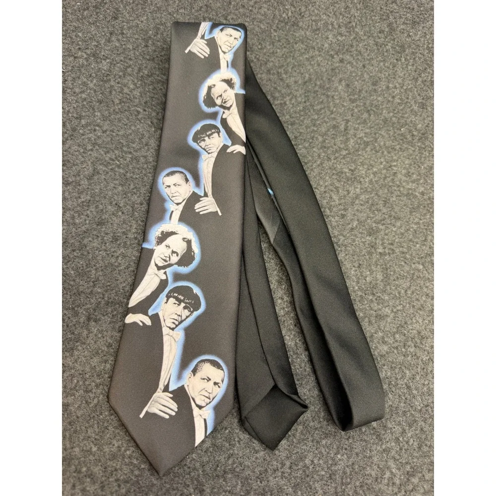 Vintage 1992 Ralph Marlin The Three Stooges Graphic Novelty Necktie Black USA